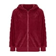 thumbnail image 6 of cocolona Fleece Jacket for Women Casual Textured Long Sleeve Zipper Hooded Jacket Fall Winter Fuzzy Warm Coats Outwear, 6 of 8