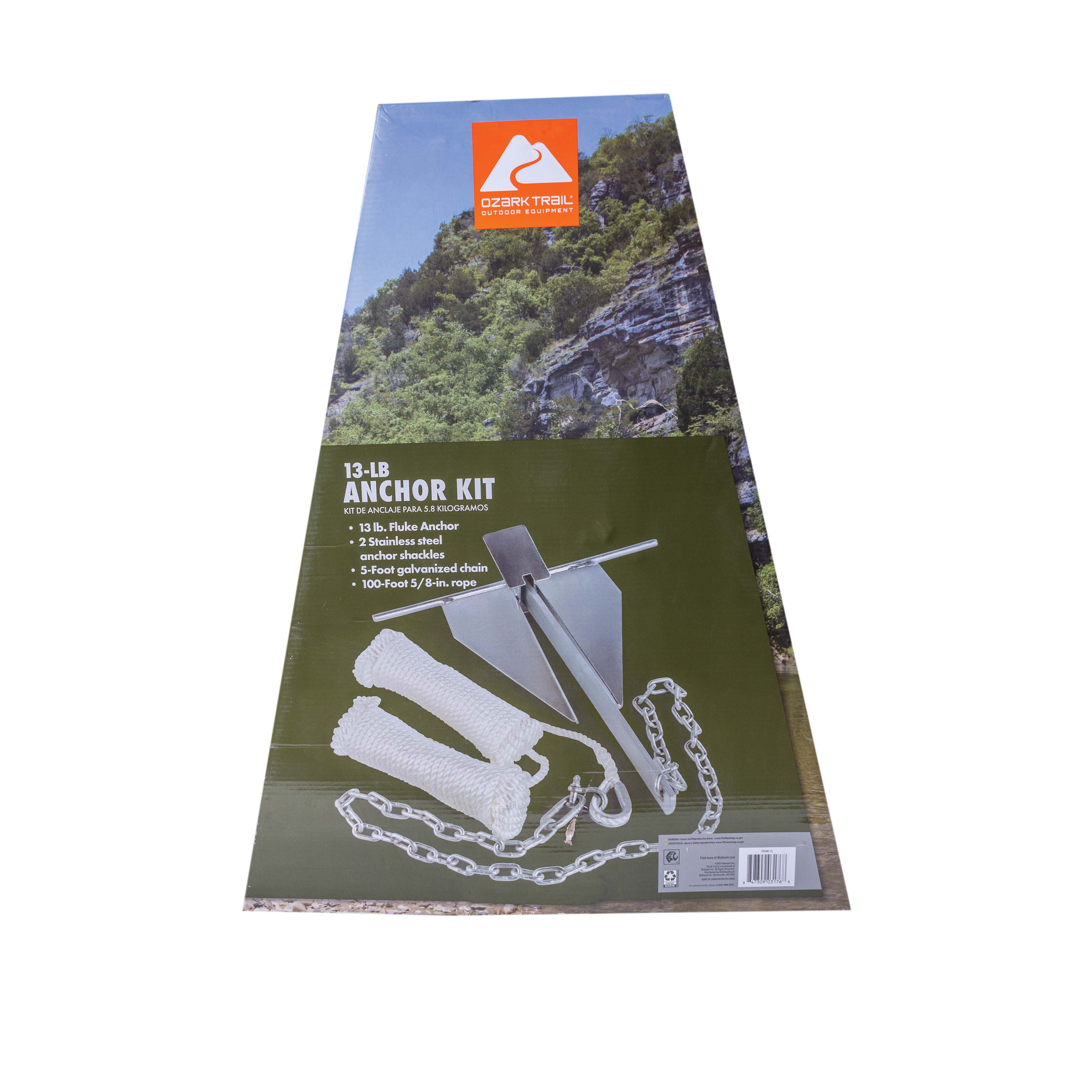 Ozark Trail Galvanized Steel Fluke Anchor Kit, 13 lb