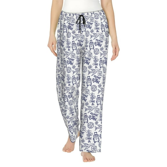 Naloa World Travel2 Print Women’s Ultra-Soft Comfy Pajama Lounge Pants with Pockets & Drawstring
