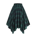 thumbnail image 3 of Blmnix Women's Skirts Plaid Skirts Asymmetrical High Waisted Petticoat Mid-Length Green Women Skirts,XL, 3 of 4