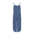 thumbnail image 6 of XIAOFFENN Sweatpants Women, Women Casual Solid Jeans Long Wide Legs Jumpsuit Trousers Clubwear Rompers Blue XX-Large, 6 of 8