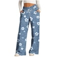 thumbnail image 2 of Mifsaly Heart Print Wide Leg Sweatpants Women High Waist Demin Pants Elastic Waistband Soft Cotton Joggers Relaxed Work Vacation Casual Pant With Pockets XXL, 2 of 6