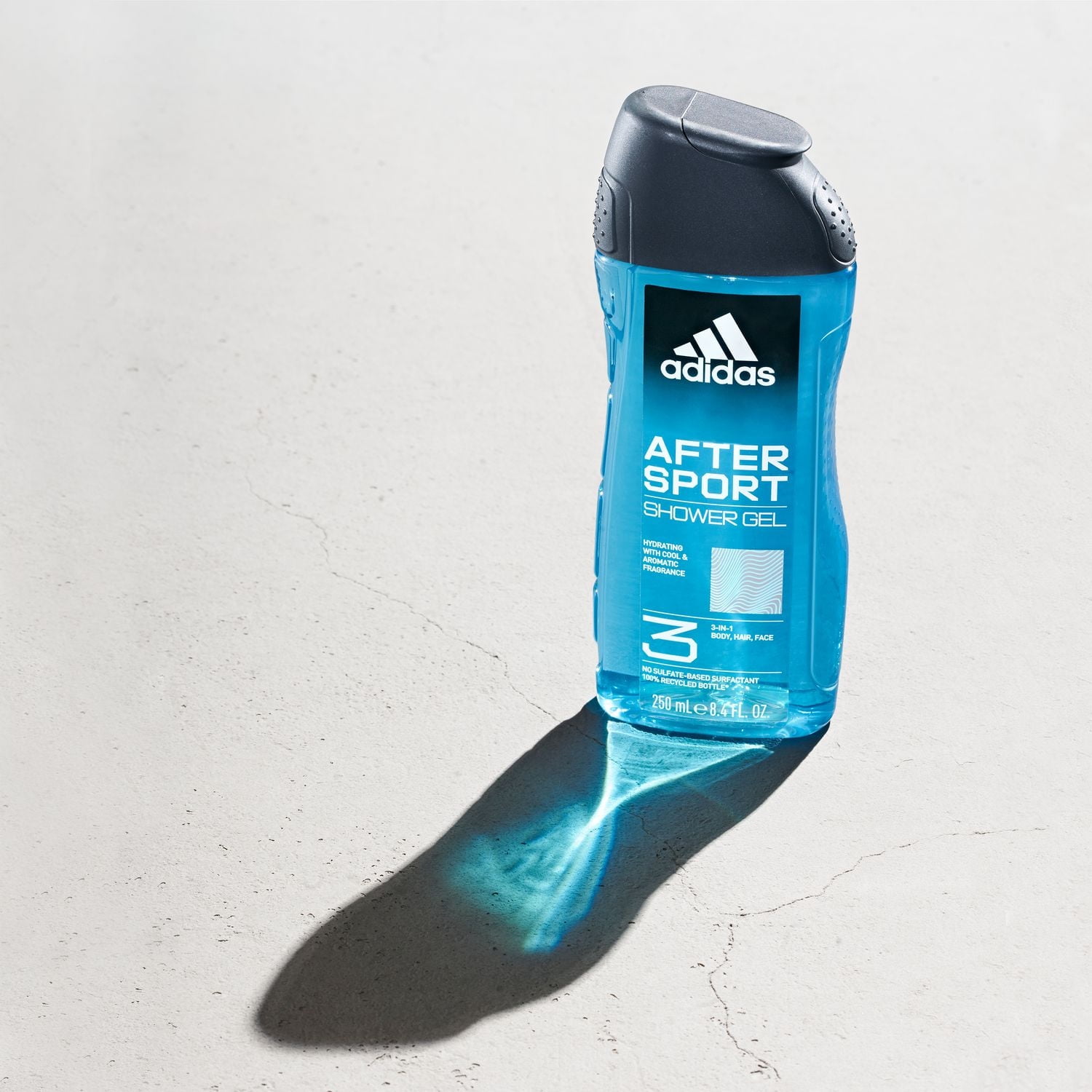 adidas Gel douche After Sport 3-en-1 pour le corps, les cheveux et le visage, 100% végétalien Gel douche 3 en 1 : corps, cheveux, visage