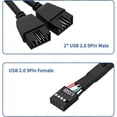 thumbnail image 4 of 2Pcs Computer Motherboard USB 2.0 9 Pin to Dual 9 Pin Extension Cable Y Splitter Audio HD Extension Cable, 4 of 5