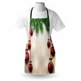 thumbnail image 3 of Christmas Apron Xmas Traditional Winter Season Theme Fir Twigs and Vibrant Balls Graphic Print, Unisex Kitchen Bib Apron with Adjustable Neck for Cooking Baking Gardening, Green Red, by Ambesonne, 3 of 3