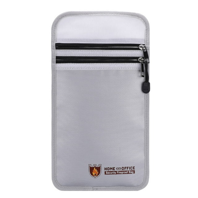 Document Bag Fireproof File Organizers File Folder Guard Safe Double Zipper Pouch Money Cash Protection Bag for Home Office School (Silver)