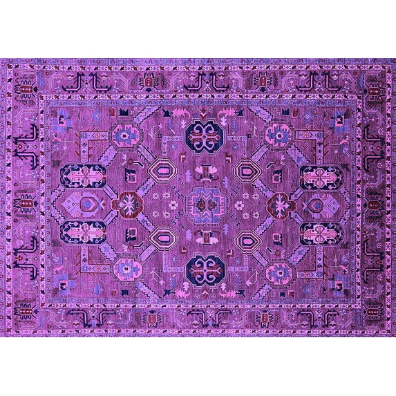 Ahgly Company Indoor Rectangle Oriental Purple Traditional Area Rugs, 7' x 9'