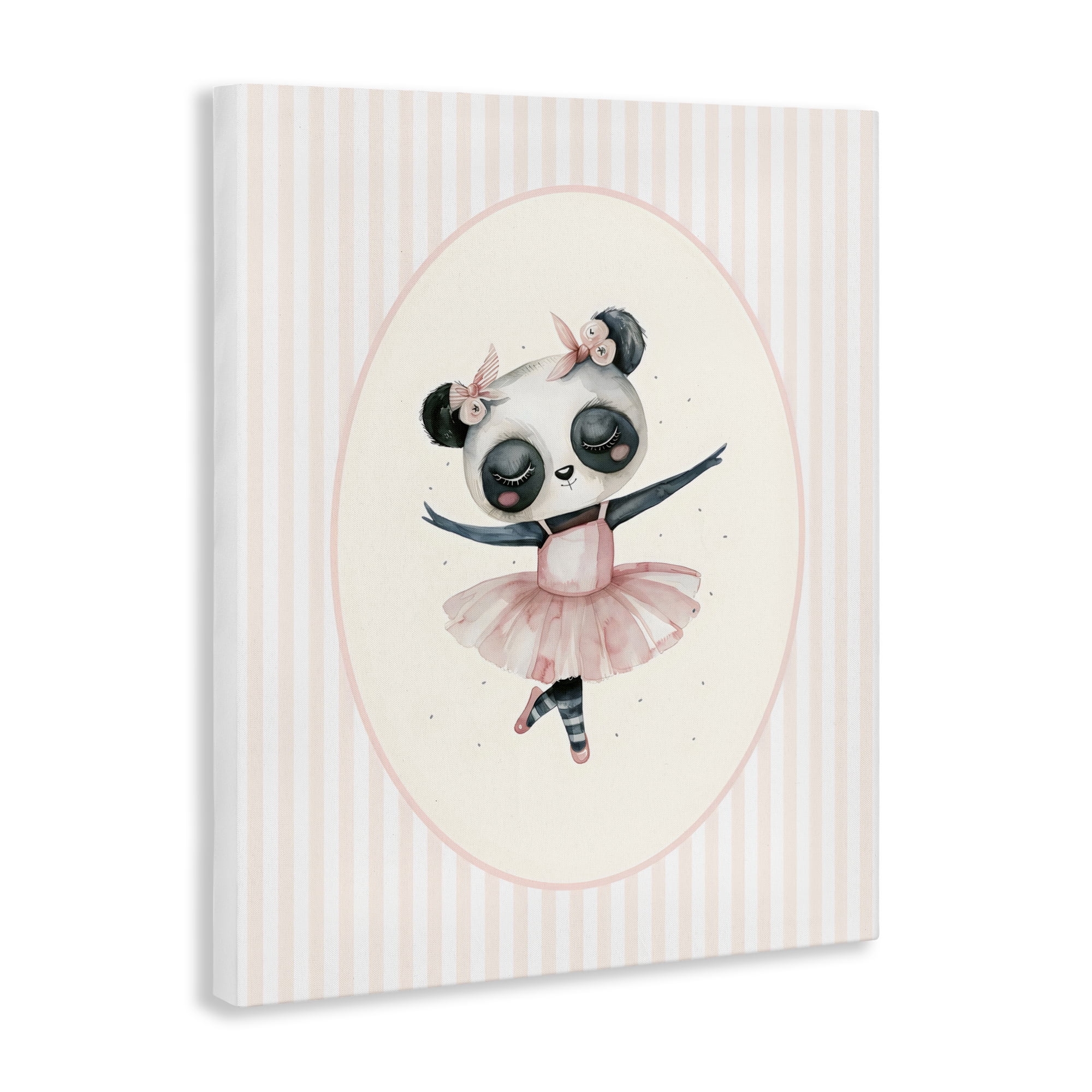 Stupell Industries Nursery Ballerina Panda Striped Canvas Wall Art, design by LSR Design Studio