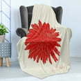 thumbnail image 4 of Dahlia Soft Flannel Fleece Blanket, Sketching of a Colossal Dahlia Blossom Retro Style in Blood Red Colored Single Flower, Cozy Plush for Indoor and Outdoor Use, 50" x 60", Red Tan, by Ambesonne, 4 of 5