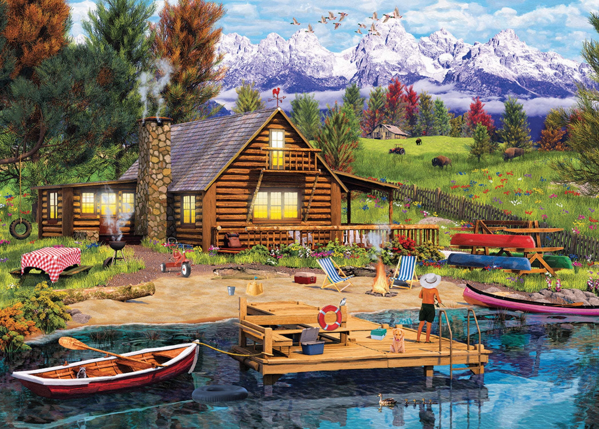 EuroGraphics Mountain Cabin by Paul Normand Jigsaw Puzzle, 1000 Pieces – Scenic Nature Artwork