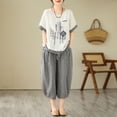 thumbnail image 4 of Conjunto de dos piezas de camiseta y pantalones Harlan informales para mujer con cuadros de cáñamo teñidos con hilo retro de Shot New para verano, 4 of 5
