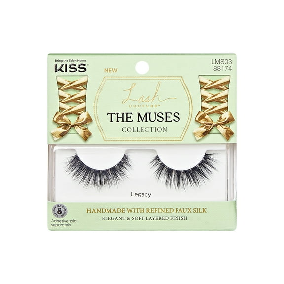 KISS Lash Couture the Muses False Eyelashes, Strip Lashes, Legacy, Black, 12mm, 1 Pair