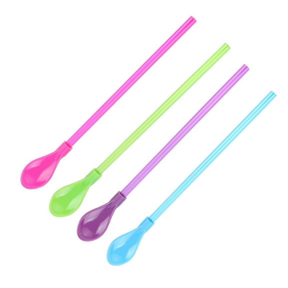 PAMINGONO Creative Plastic Straw Spoon for Drinking with Removable Design Multifunctional Stirrer Assorted Pieces