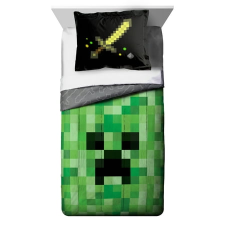 Minecraft Twin/Full Comforter and Sham Set
