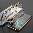thumbnail image 1 of Lockable Magnetic Case for iPhone 13 Glass Case with Camera Lens Protector Screen Protector Safety Lock 360 Full Body Double Sided Glass Bumper Case Clear Cover, 1 of 7