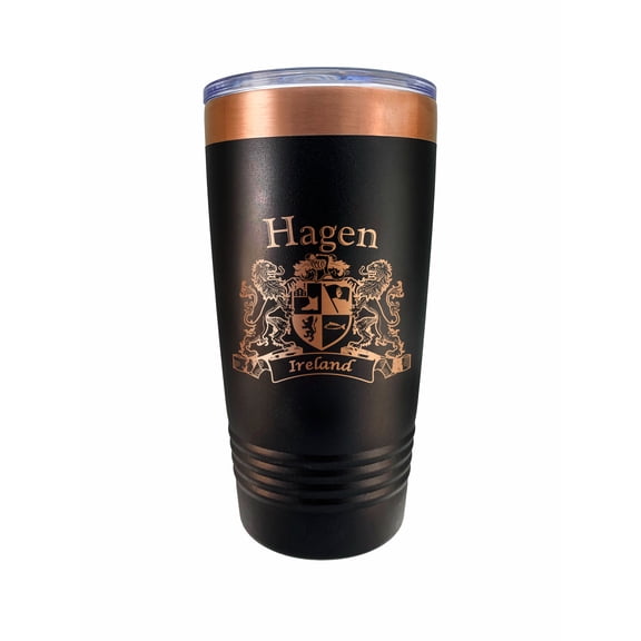 Hagen Irish Coat of Arms Black Travel Mug