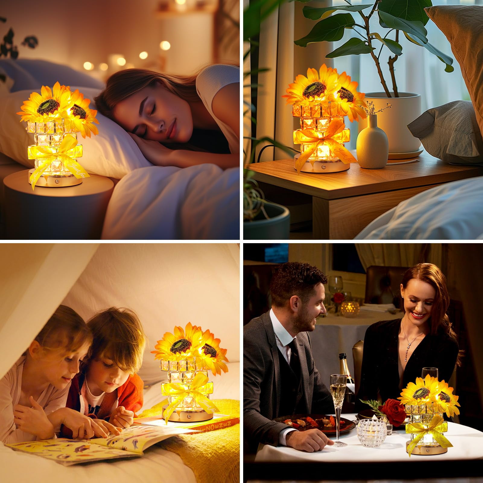Sunflower Table Lamps, Creative Gifts for Mom Women, Night Light for Bedroom Decor, Birthday Gift Mother's Day Gifts for Women