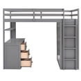thumbnail image 6 of Bellemave Twin Size Loft Bed with Desk and Storage Wardrobe, Solid Wood Loft Bed Frame with Storage Drawers, High Loft Bed Twin for Teens Adults Bedroom（Gray), 6 of 10