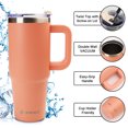 thumbnail image 4 of AQUAPHILE Insulated Tumbler with Leak-proof Lid and Straw, 30 oz Insulated Stainless Steel Coffee Mug with Handle, Travel Coffee Mug，Peach Pink, 4 of 8