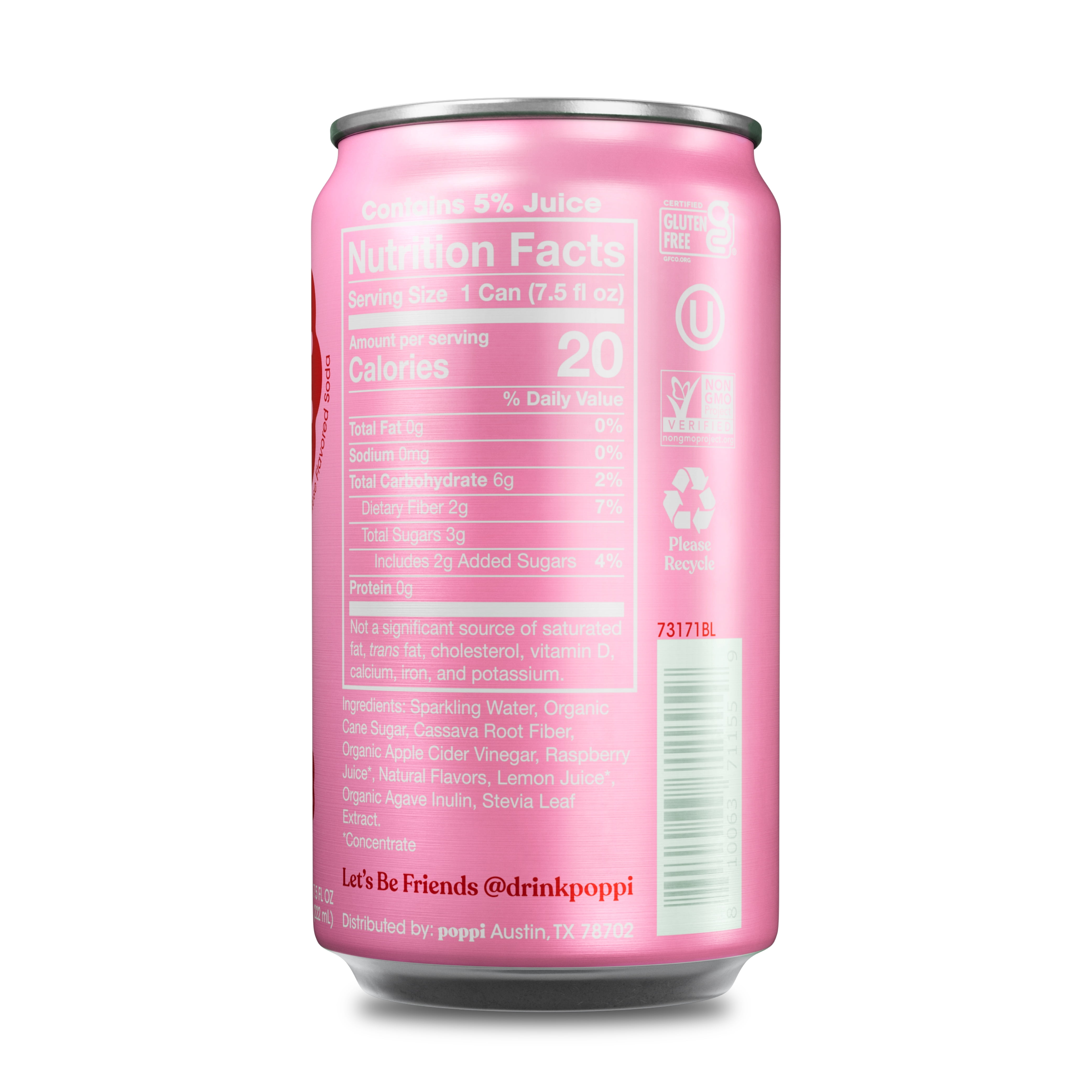 poppi Raspberry Rose 7.5oz Mini Can