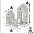 thumbnail image 3 of WHW Vintage Style Town House Rustic White Metal Corrugated Gabled Roof-tops Candle Lanterns, Set of 3, 3 of 6