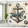 thumbnail image 4 of Ambesonne Nautical Shower Curtain, Mandala Astronomy Marine, 69"Wx70"L, Dark Teal Redwood Ivory, 4 of 4