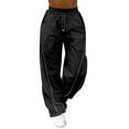 thumbnail image 1 of Pantalones cargo de cintura baja para mujer: retro, múltiples bolsillos, cordón, mezcla de algodón, ropa urbana, S-L, todas las estaciones, 1 of 7
