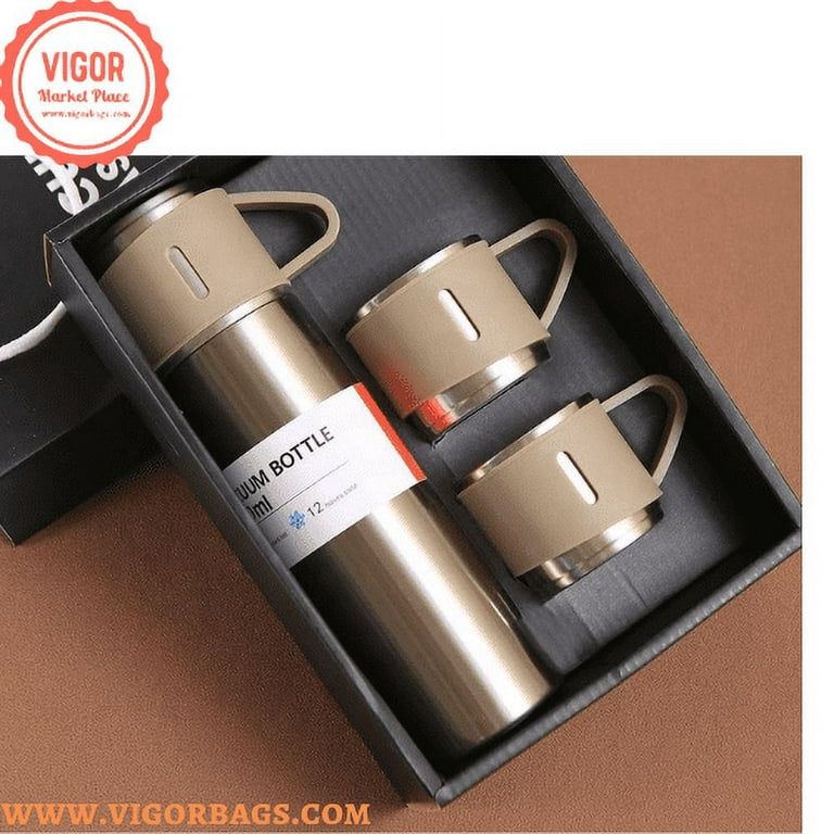 Thermos Glass Vacuum Flask Hot Cold Drinks Insulated Travel Flask Mug  Coffee Cup