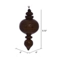 thumbnail image 2 of Vickerman 9" Brown Wood Grain Rounded Finial Ornament, Pack of 3, 2 of 3
