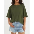 thumbnail image 3 of Women's Oversized T-Shirt Loose Round Neck Short Sleeve Top Summer Casual Shirt 2024 Basic T-Shirt, 3 of 5