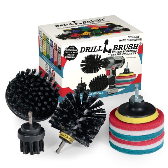 Household Cleaning Power Scrubber for Cordless Drill- Electric Spin Scrubber Cleaning Brush Set - Grill Brush and Pad Cleaning Set - Rust Remover - Griddle Cleaning Kit - Backyard Accessories Cleaner