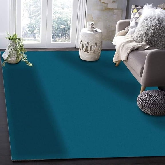 Area Rugs Indoor Non-Slip Rectangle Rug Solid Dark Teal Rug Rubber Backing Floor Mats Contemporary Home Decor Carpet For Entryway Living Room 2 x 3ft