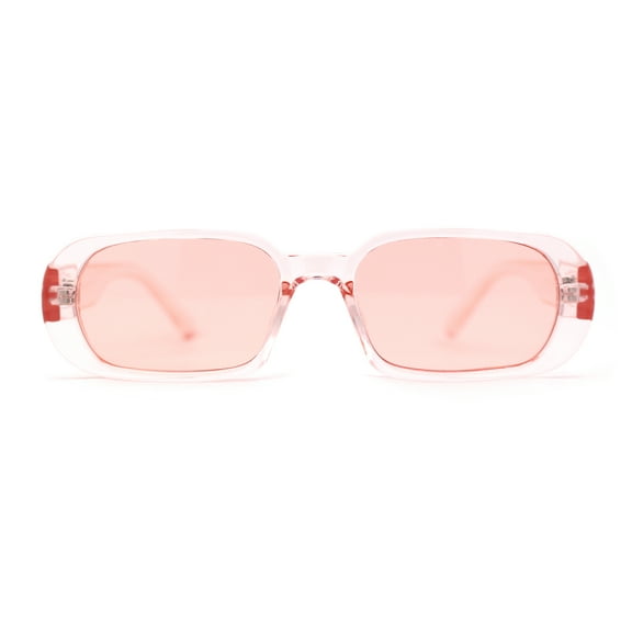 Womens Translucent Mod Oval Retro Narrow Rectangle Plastic Sunglasses All Pink