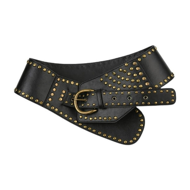 Cinturón ancho de mujer Cinturón de occidental Accesorios de disfraz gruesos Cinturón de cintura ancha Negro
