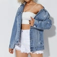 thumbnail image 4 of Wiyuqeen Women's Ripped Distressed Denim Jacket Casual Long Sleeve Boyfriend Jean Coat Basic Trucker Jackets with Pockets Ladies Oversized Jean Jackets, 4 of 6