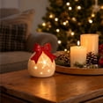 thumbnail image 6 of Lighted Ceramic Christmas Ball Decor, 1Pc White Christmas Ball with Lights Xmas Figurine for Tabletop Mantel Shelf Fireplace Holiday Decorations for Home and Gift, 6 of 6