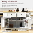 thumbnail image 6 of 48inch Large Kitchen Island With 2 Bar Stools, Power Outlet, Door Internal Storage Rack, Kitchen Storage Cart On 5 Wheels With Drop Leaf, 5 Open Side Racks, 2 Drawers,for Kitchen,Dining Room,White, 6 of 24
