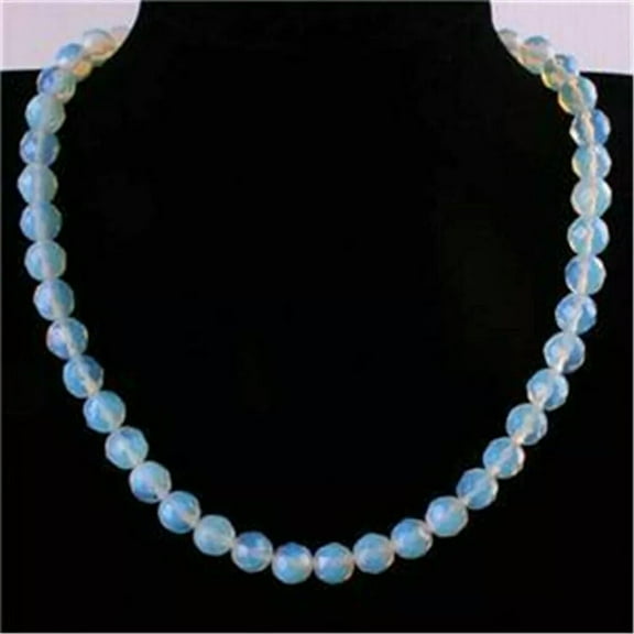 K-KED Handmade 8mm Natural White Moonstone Faceted Round Beads Necklace 18'' AAA
