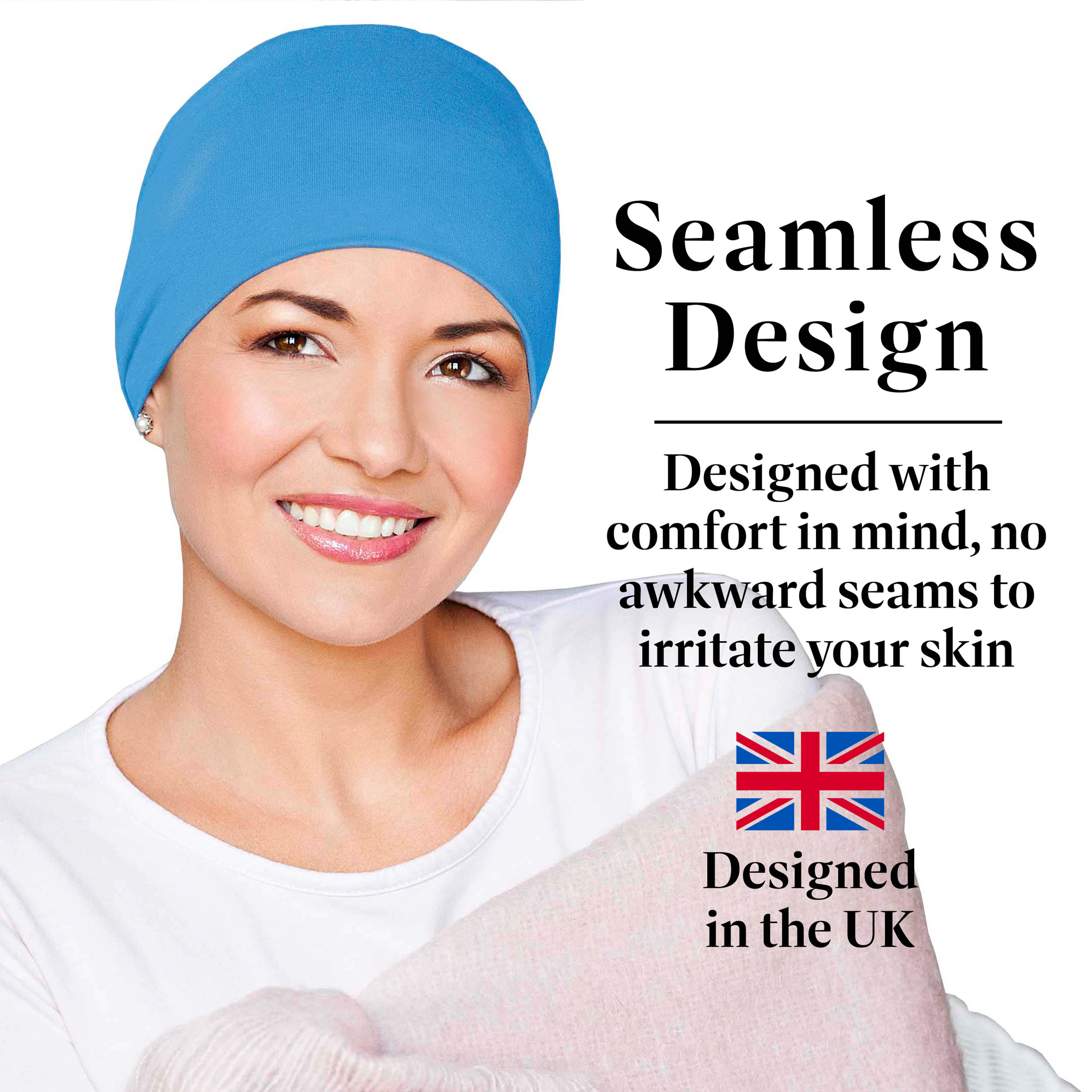 MASUMI Chemo Sleep Hat for Women, Soft Cotton Hats for Ladies, Chemo Headwear Turbans Cap Beanie Cancer Head Coverings with Double Layer (Blue Ocean)
