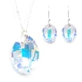 thumbnail image 1 of Juego de aretes y cadena con dije corte Hoja ZVEZDA plata mexicana ley .925 cristal Swarovski Aurora Boreal, 1 of 5
