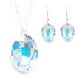 thumbnail image 1 of Juego de aretes y cadena con dije corte Hoja ZVEZDA plata mexicana ley .925 cristal Swarovski Aurora Boreal, 1 of 5