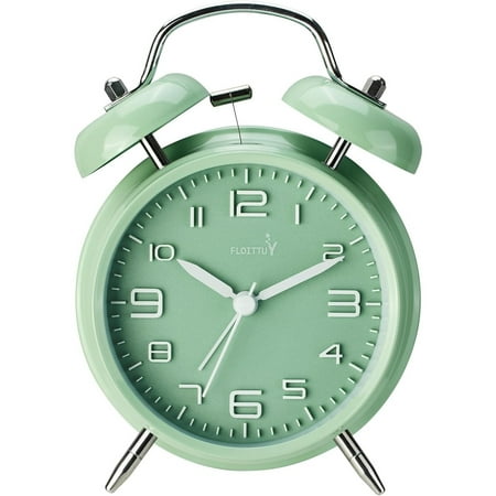 (Loud Alarm for Deep Sleepers 4'' Twin Bell Alarm Clock, Stereo Digital Dial Alarm Clock with Backlight for Bedroom and Home Decoration(Pea Green)