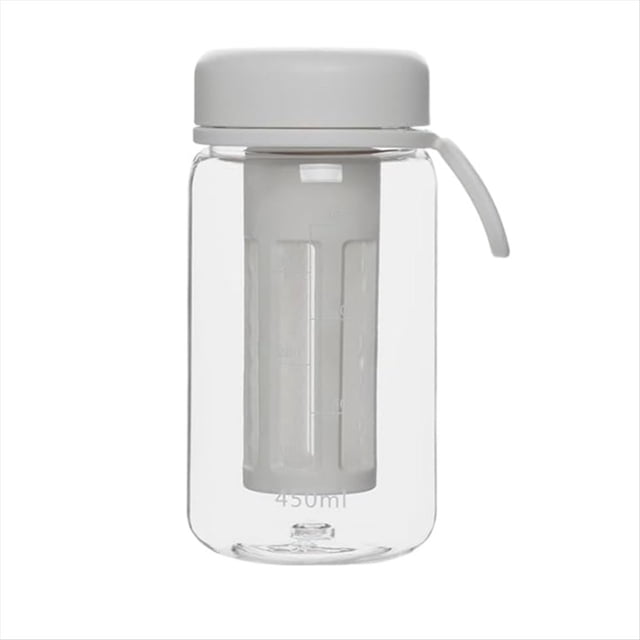 Cold Brew Coffee Maker Travel Tumbler with Soft Silicone Handle Portable Iced Coffee & Tea Infuser with Travel Cup,White,1 * Coffee cup,White