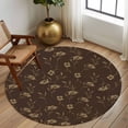 thumbnail image 2 of Round Area Rug 6 Ft, Brown Floral Washable Non-Slip Circle Carpet for Living Room/Bedroom, Vintage Spring Botanical Flowers Low-Profile Indoor Mats Collection Rugs for Residential, 2 of 8