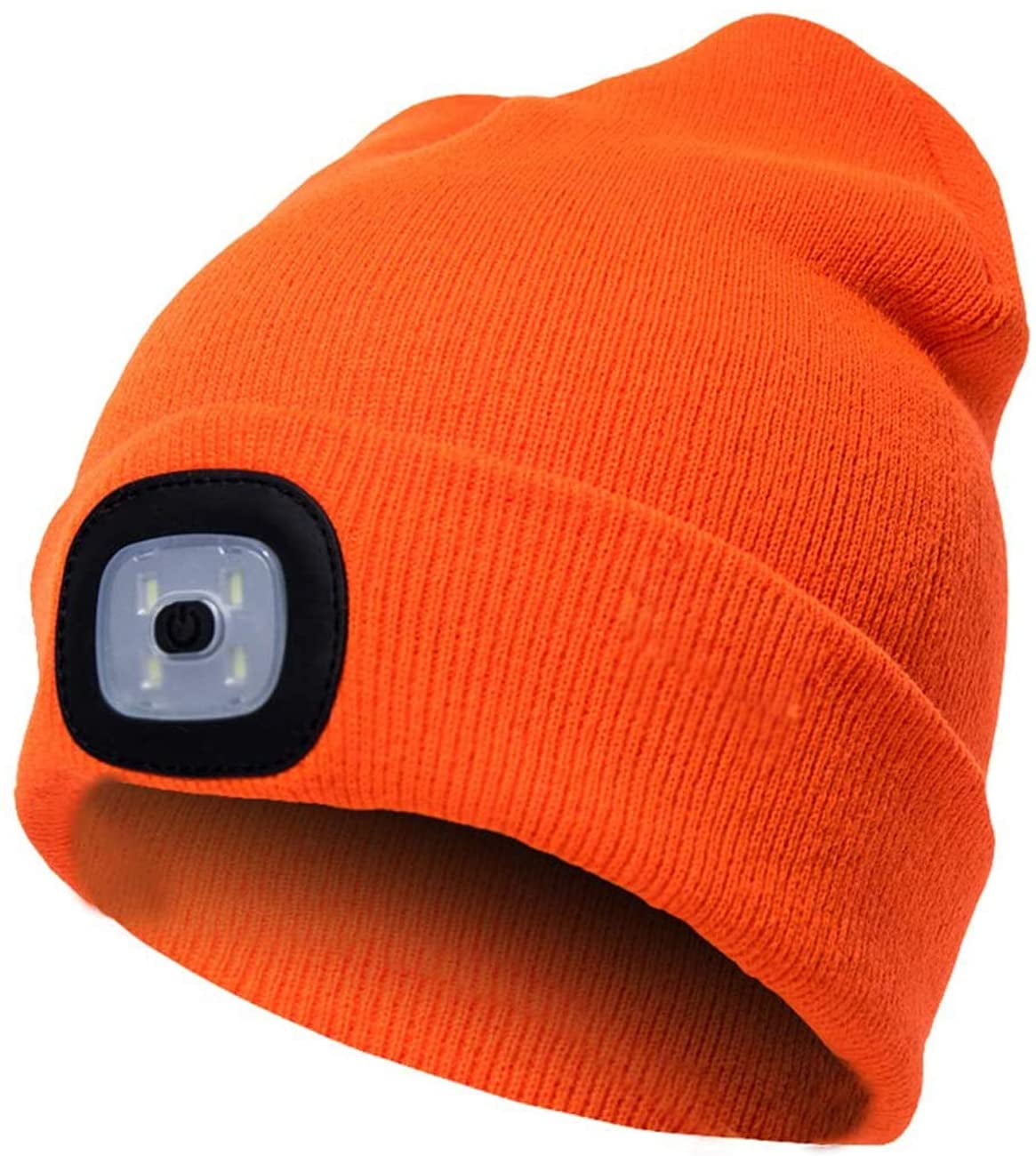Morttic LED Beanie Hat with Light, USB Rechargeable LED Headlamp Cap, Warm  Winter Knitted Hat with LED Flashlight for Men Women Hiking, Biking, Camping  (Orange)
