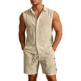 thumbnail image 4 of Débardeur d'Été Sans Manches en Lin Uni pour Tenue Décontractée Quotidienne pour Hommes, 4 of 5
