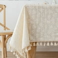 thumbnail image 1 of Korean Style Daisy Tassels Cotton Floral Tablecloth Tea Table Decoration Rectangle Table Cover For Kitchen Wedding Dining Room Yening, 1 of 6