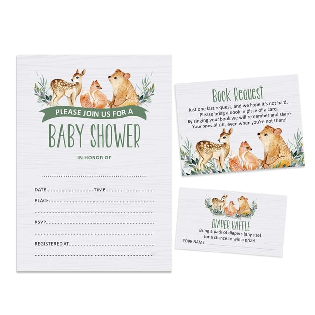 Inkdotpot Set Of 30Jungle Animals Baby Shower Invitations-Diaper Raffle Tickets And Baby Shower Book Request Cards Gender Neutral Invites Its A Boy Its A Girl