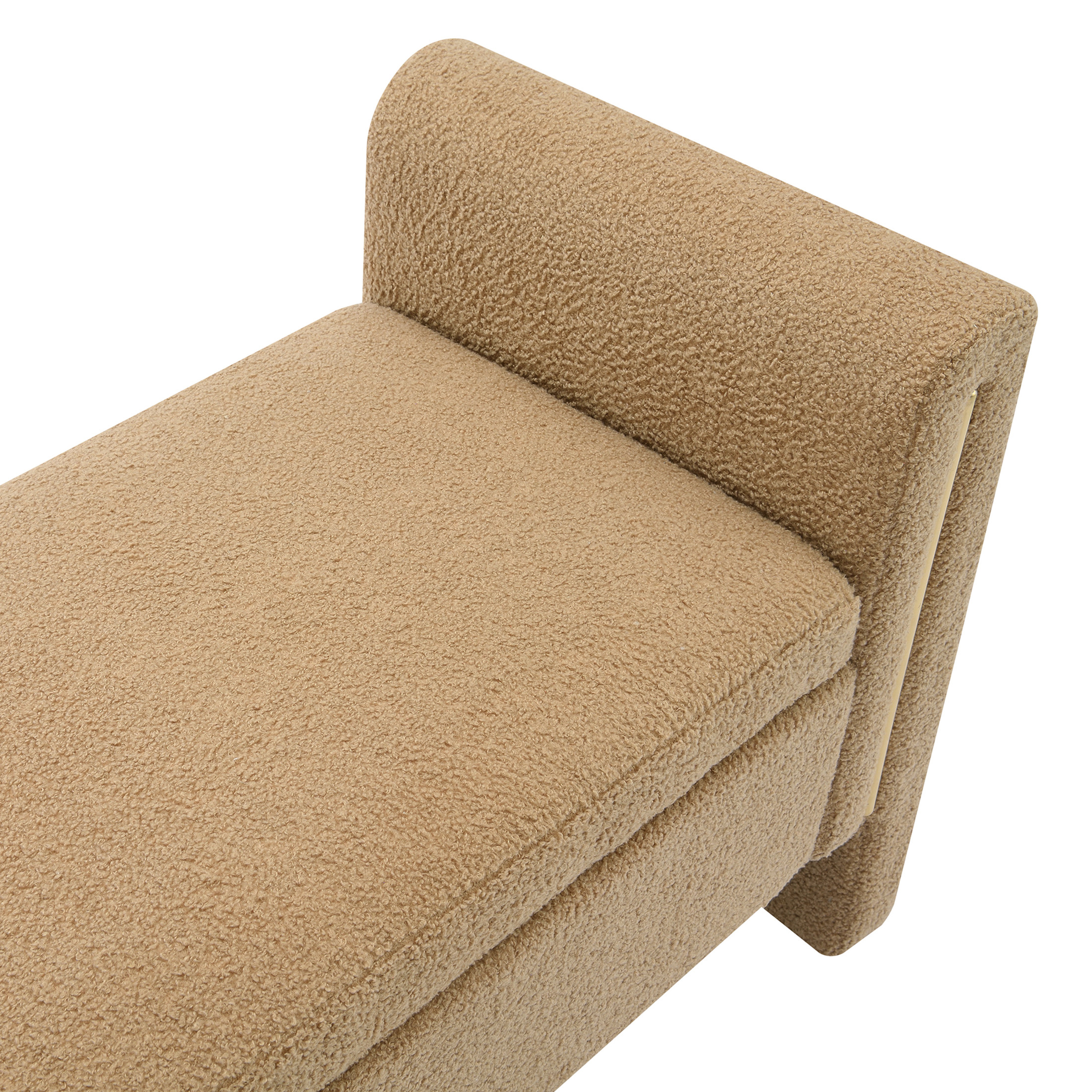 Orion Modern 41.7"W Teddy Upholstery Storage Ottoman Bench with Metal Accents, Khaki