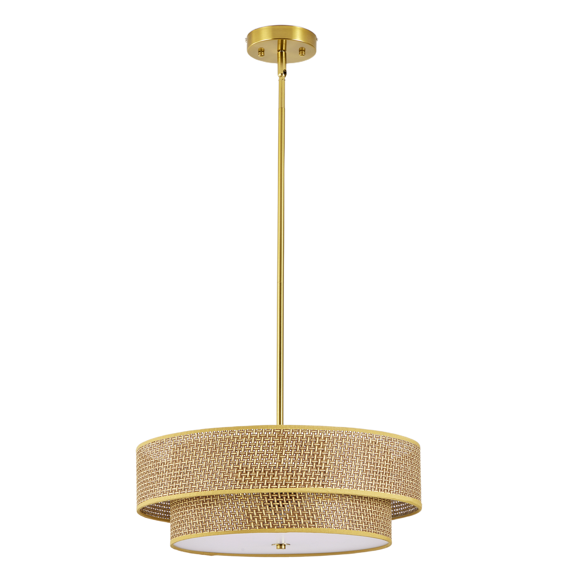 Leumius 17.7 Inch Semi Flush Mount Ceiling Light Fixture, Modern Boho Drum Lamp for Bedroom, Kitchen, Dining Room, Living Room, Hallway, Entryway